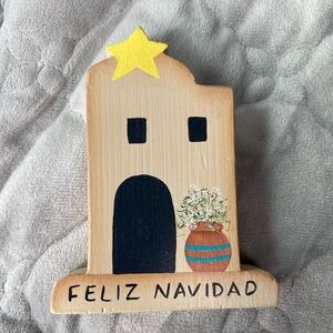Feliz Navidad wooden building house hand painted signed Holloway 1991. #15